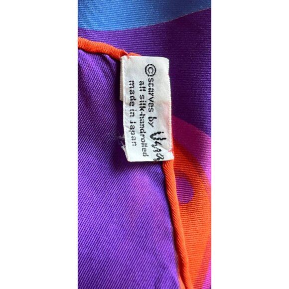 Vtg 1960’s Scarves By Vera All Silk Hand Rolled Purple Pink Orange Psychedelic - Picture 2 of 9